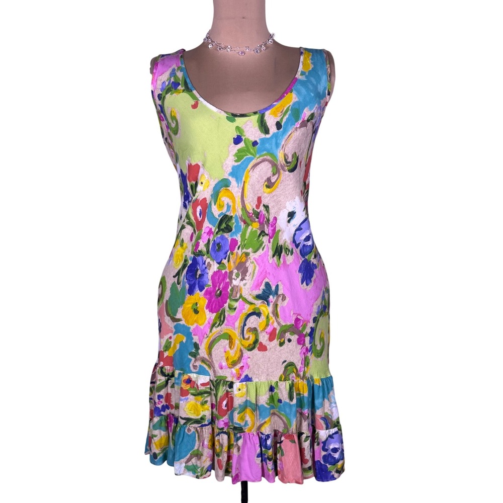 Vtg Jams World Dress & Shirt 2XL Flower Kiss Pattern Ruffle Hawaiian Resortwear - Picture 3 of 14